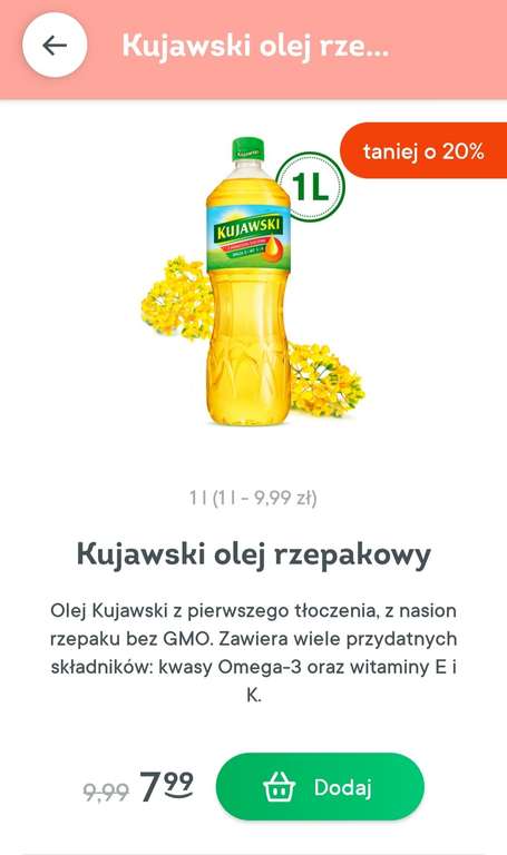 Olej kujawski z kuponem 5,71 za litr, jush