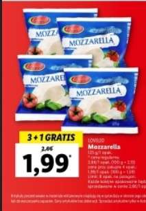 Mozzarella Lovilio 125 g przy zakupie 4 szt. (7,96 zł) @ Lidl