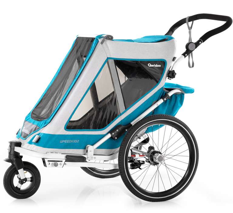 Przyczepka rowerowa, wózek Qeridoo Speedkid2 dla dwójki dzieci i Speedkid1