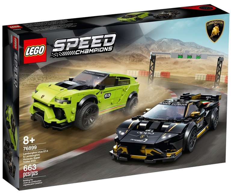 LEGO Speed Champions 76899 Lamborghini Urus ST-X & Lamborghini Huracan Super Trofeo EVO (+1 moneta)