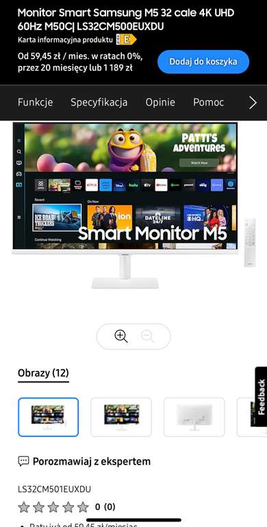 Monitor Smart Samsung M5 27/32 cale FHD (Samsung podaje ze niby 4K) 60Hz M50C WIĘCEJ W OPISIE