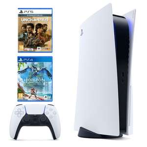 PS5 Konsola SONY PlayStation 5 + Horizon: Forbidden West + Uncharted: Kolekcja Dziedzictwo Złodziei