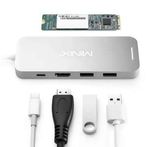 MINIX NEO S2 - Hub USB-C z dyskiem SSD 240 GB (2x USB 3.0, HDMI 4K@30Hz, USB-C PD) @ Geekbuying