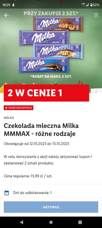 Czekolada Milka MMMax 250-300g 2 w cenie 1 13,99 za 2 szt sklep Lidl