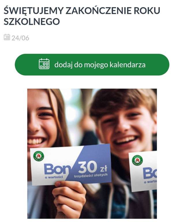 CH Auchan Katowice bon 30 zł za świadectwo szkolne