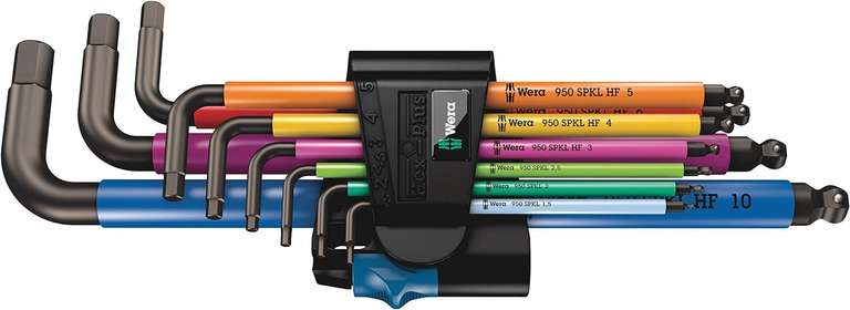 Wera 950/9 Hex-Plus Multicolour HF 1 zestaw kluczy kątowych, metryczny, BlackLaser, z funkcją trzymania
