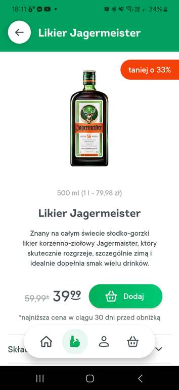 Jagermeister 0,5l w aplikacji Jush za 39,99zł