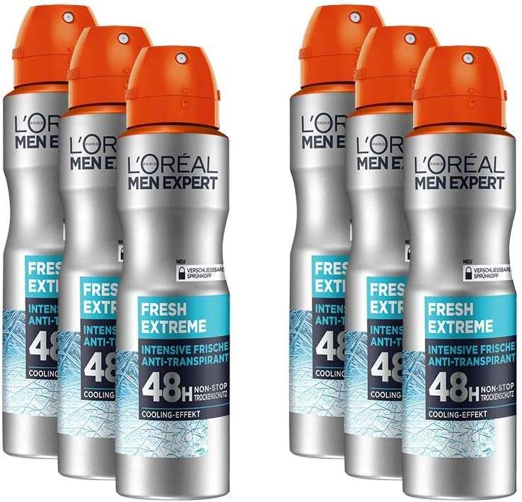 L'Oréal Men Expert Fresh Extreme Antyperspirant, 6 x 150 ml, 8,58 zł, sztuka, z prime dostawa gratis