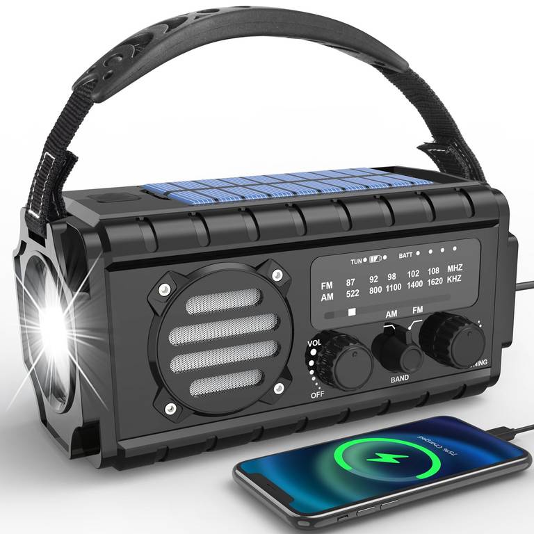 Radio Solarne Nigecue 20000 mAh, radio awaryjne AM/FM z korbką, panelem solarnym, latarką LED, lampką do czytania i funkcją powerbanku