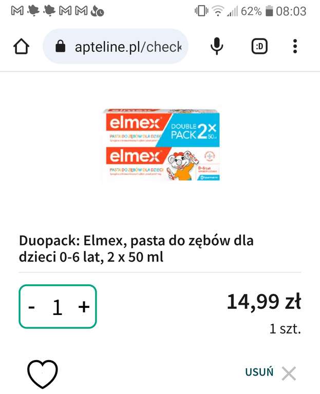Pasta dla dzieci Elmex Junior lub Kids duopack 2x75ml Apteline