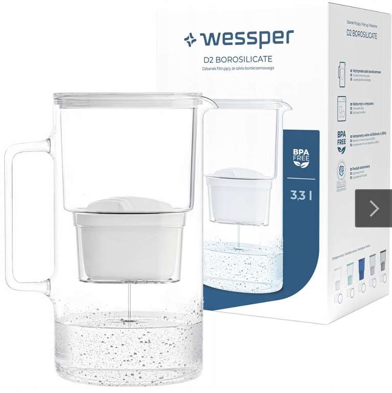 Dzbanek filtrujący Wessper D2 Borosilicate Aquamax 3,3 l