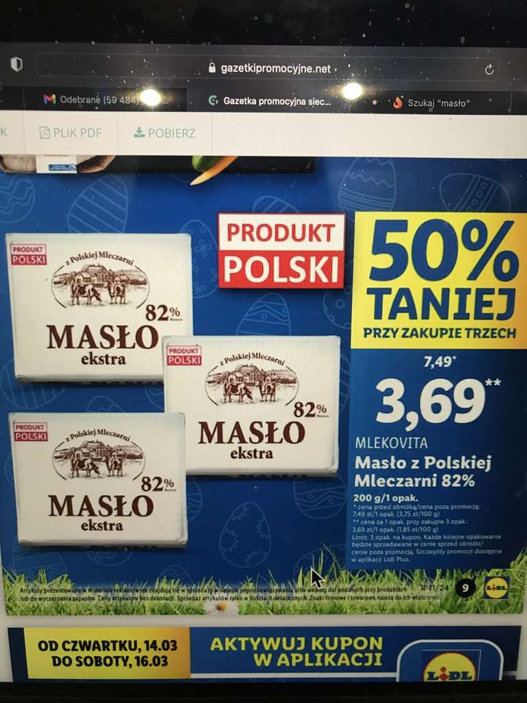 Masło z Polskiej Mleczarni 82% 200g 50% taniej przy zakupie trzech @Lidl