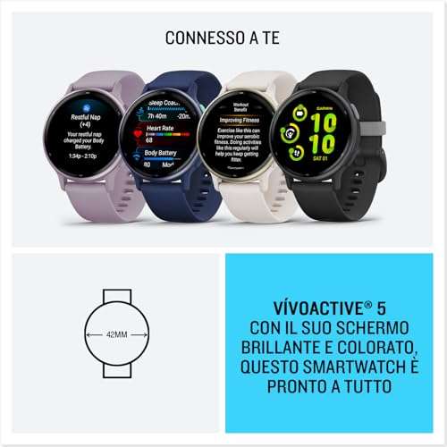 Garmin vivoactive 5, smartwatch AMOLED, 42 mm, muzyka, Garmin Pay, +30 Sport, [ 274,88 € + wysyłka 4,17 € ]