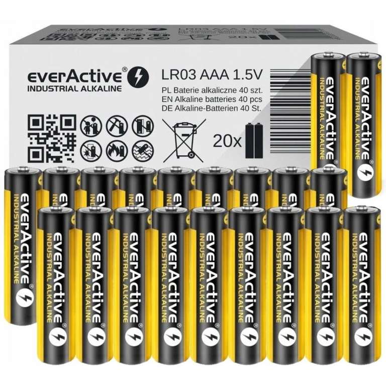 40X BATERIE EVERACTIVE INDUSTRIAL LR3 R3 AAA
