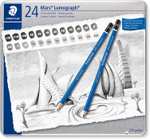 Zestaw 24 profesjonalnych ołówków Staedtler Lumograph, twadrości od 10H do 12B
