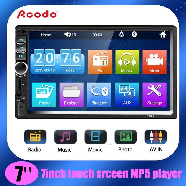 Acodo 7018b radio samochodowe 2din - $22.40