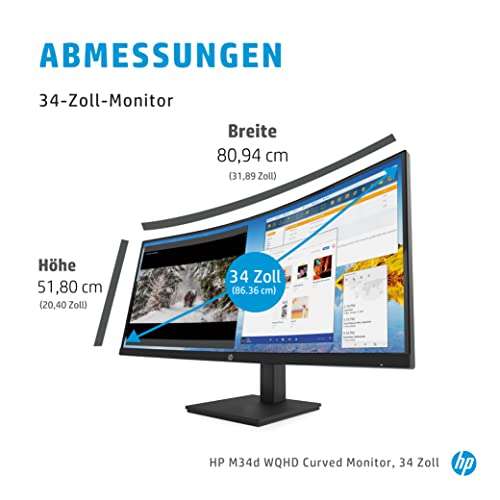 Monitor HP M34d - 34", WQHD VA, 100 Hz, 5 ms, KVM, PBP, HDMI/Displayport/USB-C (PD 65W) €356.73 @Amazon.de