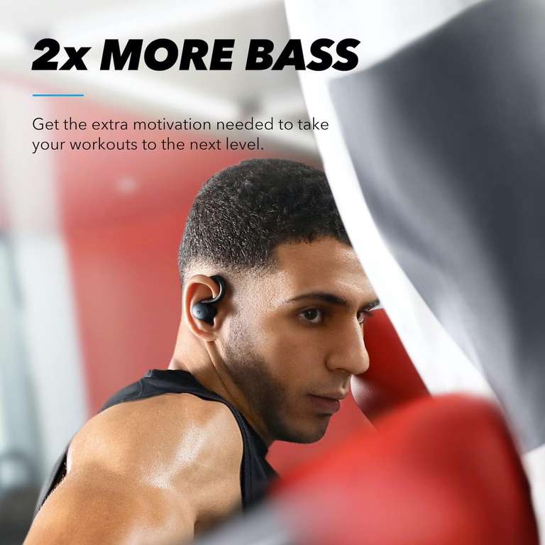 Soundcore Anker, Soundcore Sport X10 True Wireless Bluetooth 5.2, treningowe, obrotowe zaczepy, głęboki bas, IPX7, odporność na pot, 32h