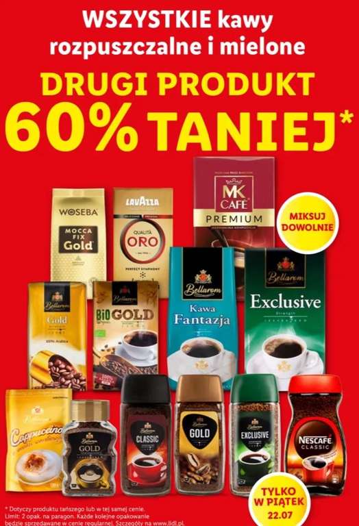 Wszystkie kawy rozpuszczalne i mielone - Drugi produkt 60% taniej