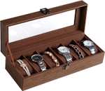 Elegancka szkatułka Songmics na 6 zegarków - aksamitna wyściółka, przezroczyste wieczko @Amazon