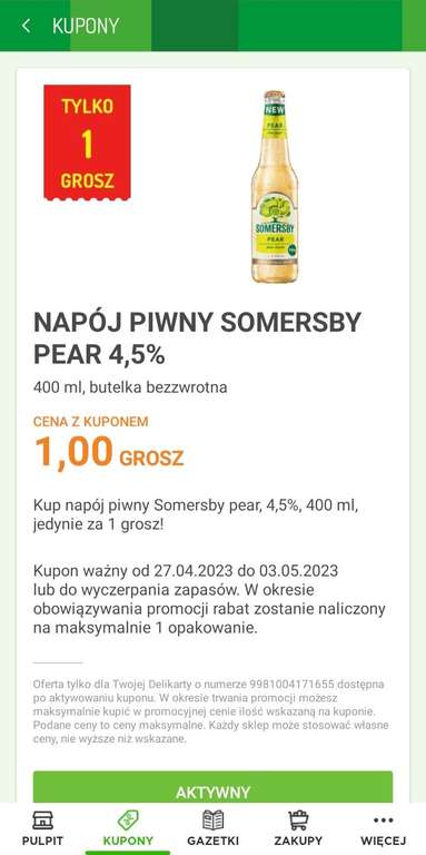 Piwo Somersby Pear Gruszkowe Delikatesy Centrum (kupon w aplikacji dla wybranych)