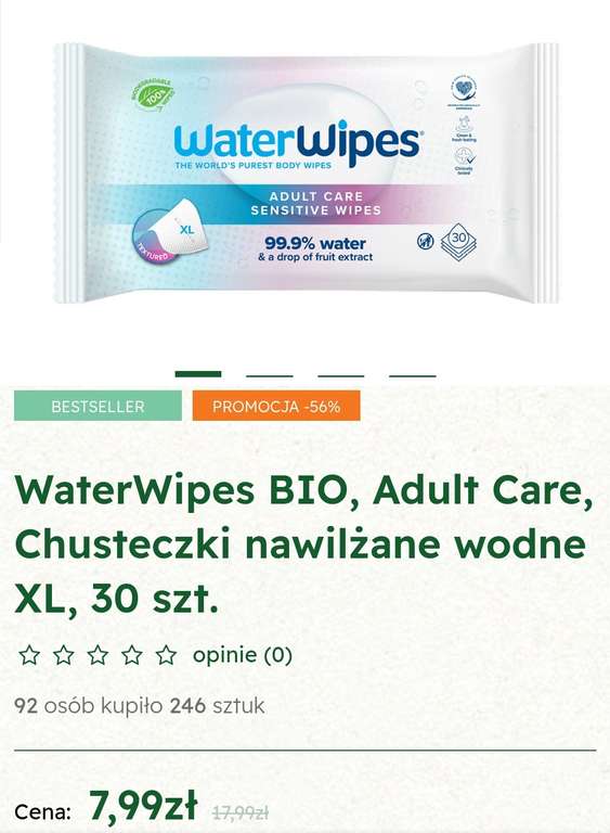 Waterwipes Adult Care 30 sztuk w paczce