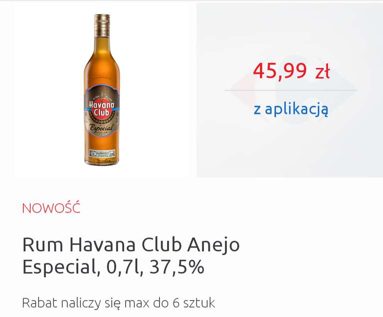 Rum Havana Club Anejo Especial 0.7 L 37.5% Carrefour ( z aplikacją )