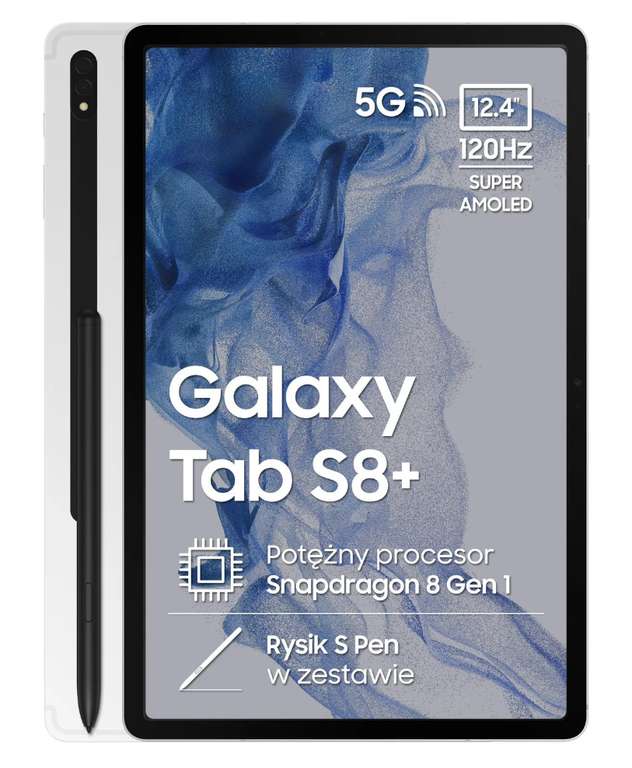 Tablet SAMSUNG Galaxy Tab S8+ (12,4", 8+128GB, S pen, 5G) SM-X806BZSAEUE Silver @ Neonet