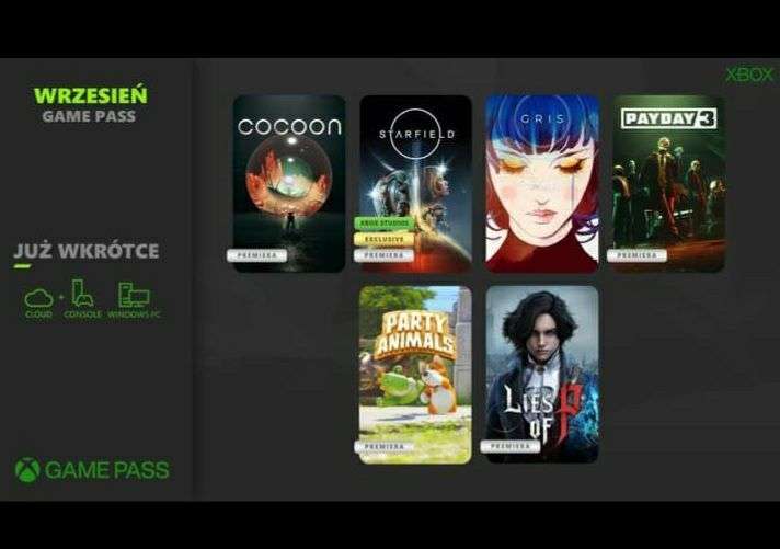 Xbox Game Pass na wrzesień - Starfield, Lies of P, Payday 3, Party Animals, Solar Ash, Cocoon i Gris