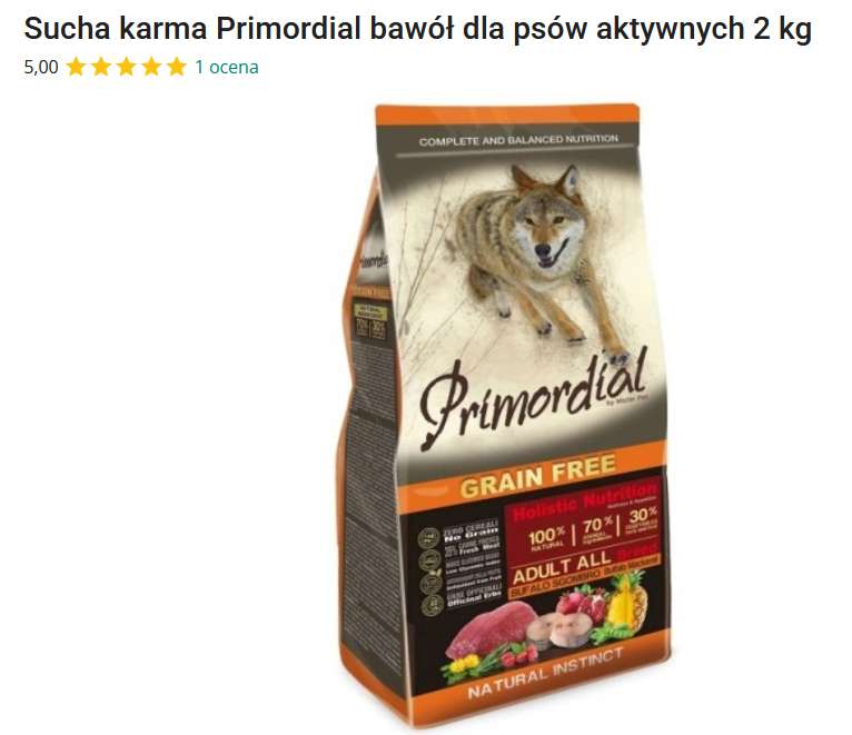 Włoska Bezzbożowa karma dla psów Primordial 2KG, darmowa dostawa ze Smart