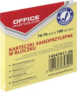 Bloczek Samoprzylepny OFFICE PRODUCTS 76x76mm 1x100