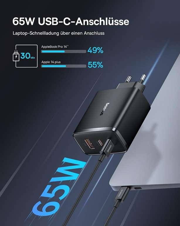 Ładowarka Baseus USB C, 65 W model CCXFK65CE