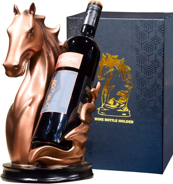 Stojak na wino w kształcie konia, materiał brąz (lub prawdopodobniej: żywica)