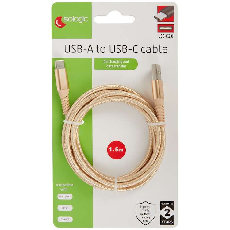 Kabel USB-C wytrzymały do ładowania i przesyłania danych 1,5m