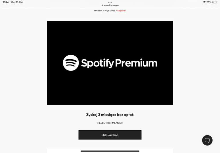 Spotify premium na 3 miesiące dla klubowiczów H&M