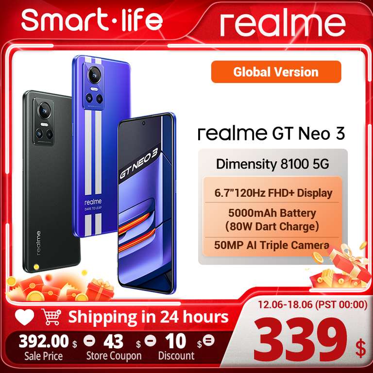 Smartfon REALME GT NEO 3, 12/256GB 150W, Global (netto 320,46 USD)