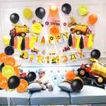 Balony, dekoracja urodzinowa, pojazd budowlany