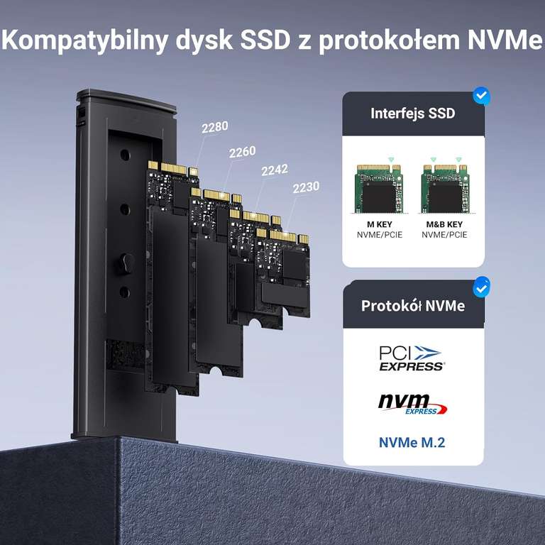 [Tylko PRIME] Obudowa na dysk UGREEN SSD NVMe M.2, USB 3.1, 10 Gb/s z 2 kablami w zestawie @ Amazon