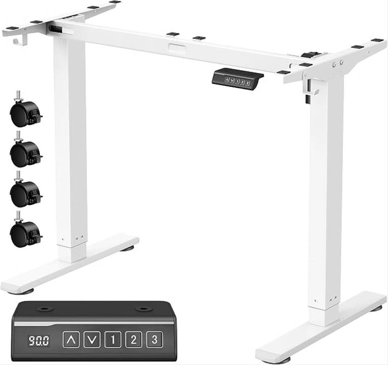 Vasagle Stelaż do biurka z elektryczną regulacją wysokości 72-120 cm (funkcja pamięci 3 wysokości, szerokość 90-140 cm) LSD021W01V2 @ Amazon