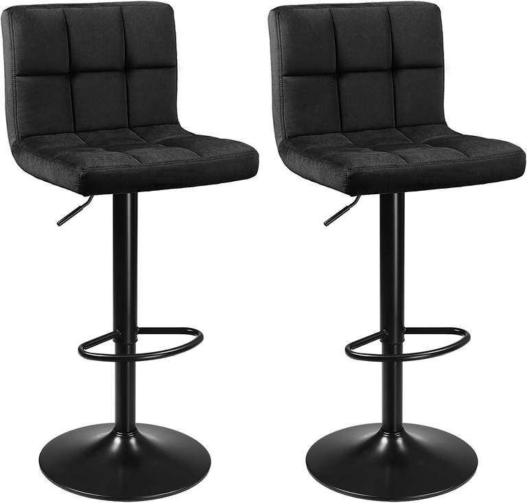 Zestaw dwóch czarnych krzeseł barowych SONGMICS z welurowym obiciem
