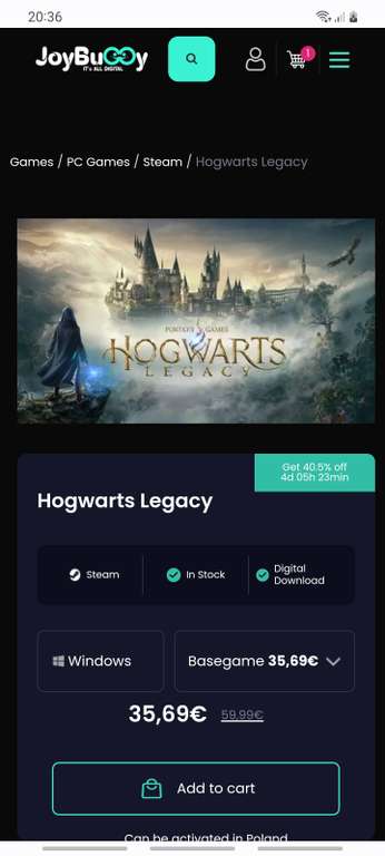 Hogwart Legacy Steam Key 35,69€