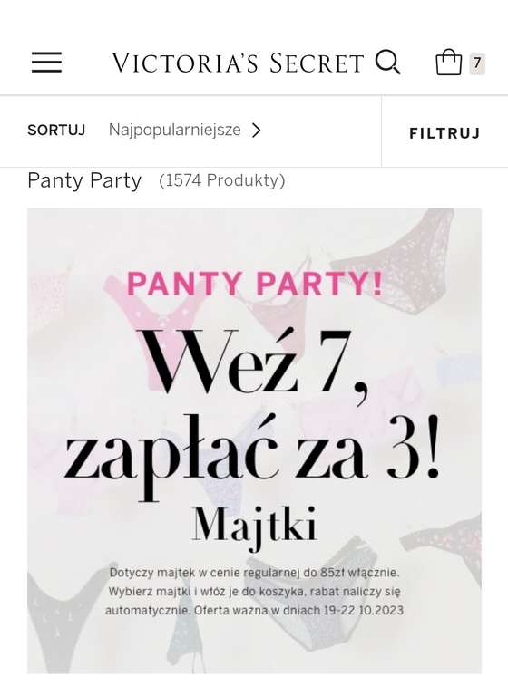 victoriassecret.pl Panty Party - majtki 7 w cenie 3