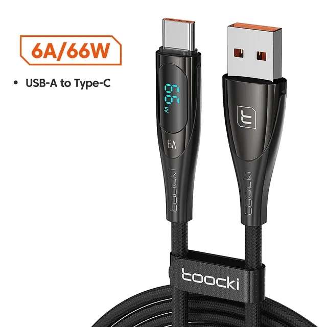 Kabel TOOCKI 66W 6A USB-C długość 1m $2.55