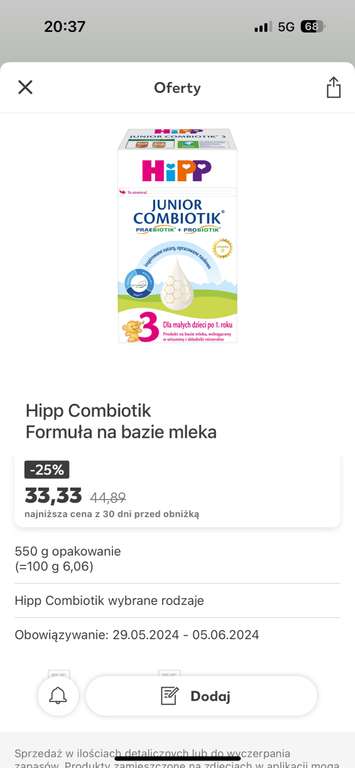 Mleko dla niemowląt HIPP Combiotik w Kaufland