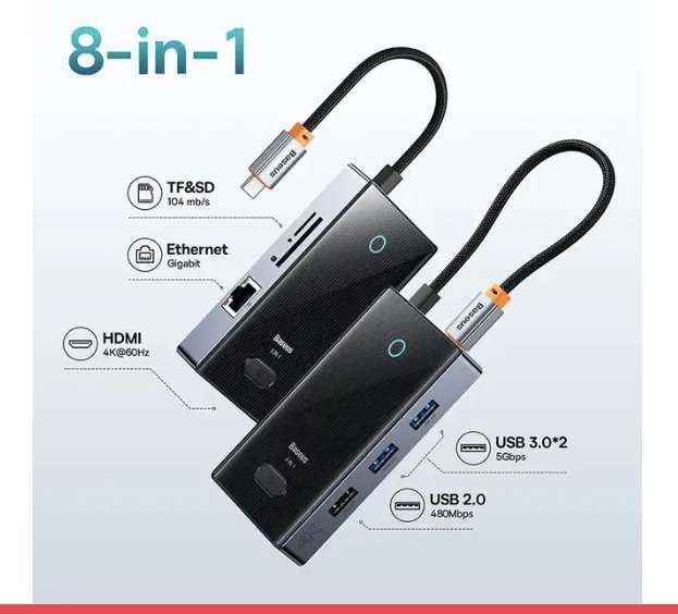 Baseus stacja dokująca USB C Hub 4K @ 60Hz HDMI US $31.44