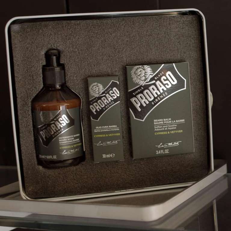 Proraso Beard Kit Cypress & Vetyver – 3-częściowy zestaw do pielęgnacji brody