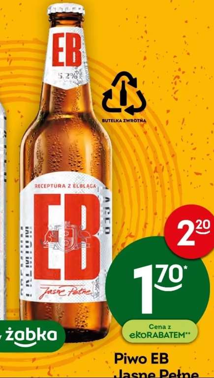 Piwo EB jasne pełne ŻABKA, cena za zwrot butelki