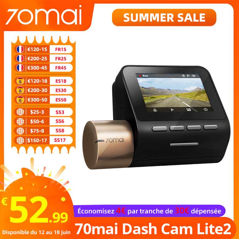 Wideorejestrator 70mai Dash Cam Lite2 z wysyłką z Polski $54.40
