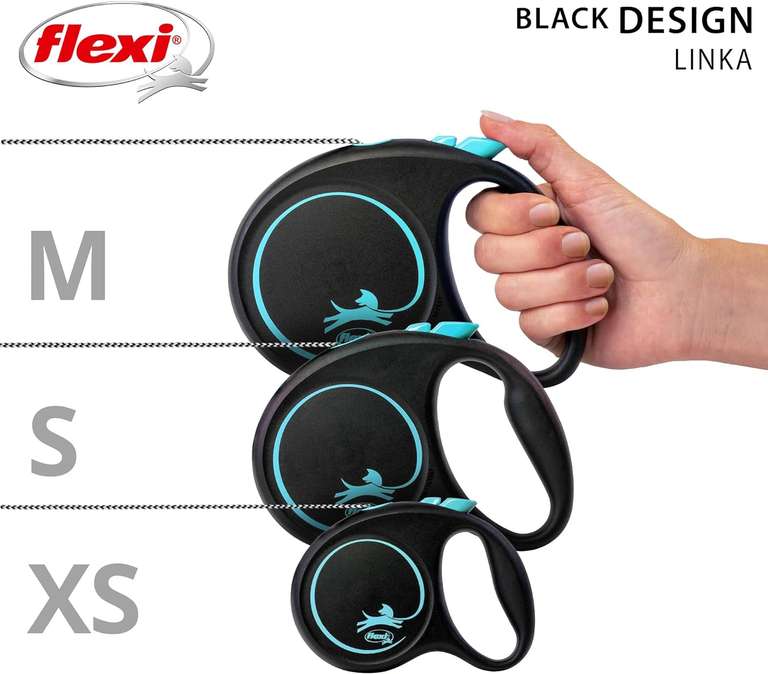 Smycz automatyczna flexi Black Desing - rozmiar S, linka 5m, dla psów do 12kg, czarno-niebieska @ Amazon i Media Expert