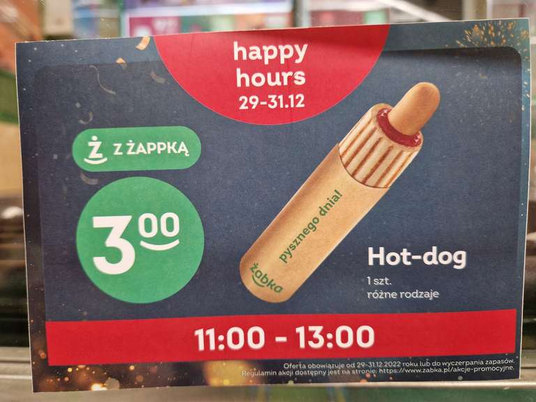 Hot Dog za 3zł od 11:00 do 13:00 z aplikacją - Żabka
